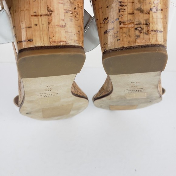 Stuart Weitzman Patent Leather Aleena Wedge Sandal in White Size 9.5 B - Picture 12 of 15